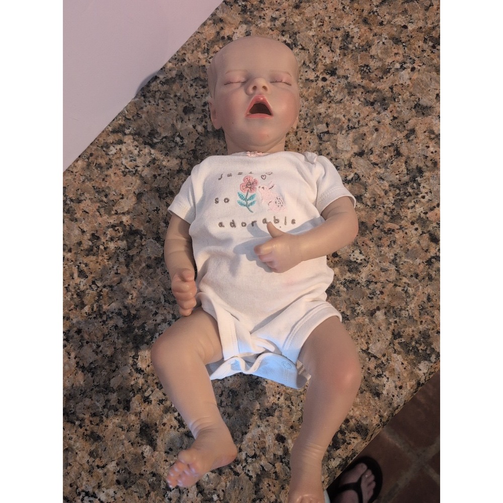 Realistic Newborn Silicone Baby Doll Sleeping Mouth Open Baby Girl
